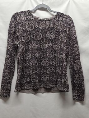 Nygard Collection Women's Long-Sleeve Crewneck Printed Top - Black & Cream
